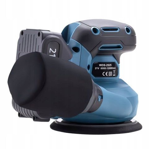 Szlifierka Mimośrodowa Zestaw Bateria 21V Ładowarka 12.000 RPM 125mm W.D.S.
