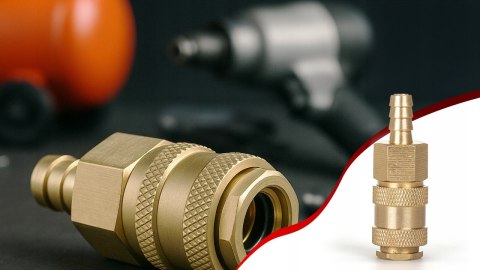 Szybkozłączka Króciec Mosiądz Pneumatyczna 10 mm 1/4" Max 35 bar Kraft&Dele