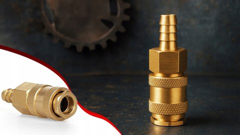 Szybkozłączka Króciec Mosiądz Pneumatyczna 10 mm 1/4" Max 35 bar Kraft&Dele