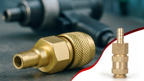 Szybkozłączka Króciec Mosiądz Pneumatyczna 10 mm 1/4" Max 35 bar Kraft&Dele