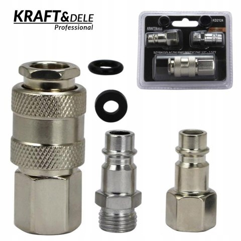 Szybkozłączki Pneumatyczne Zestaw 1/4" 1/2" Max 35 bar Kraft&Dele