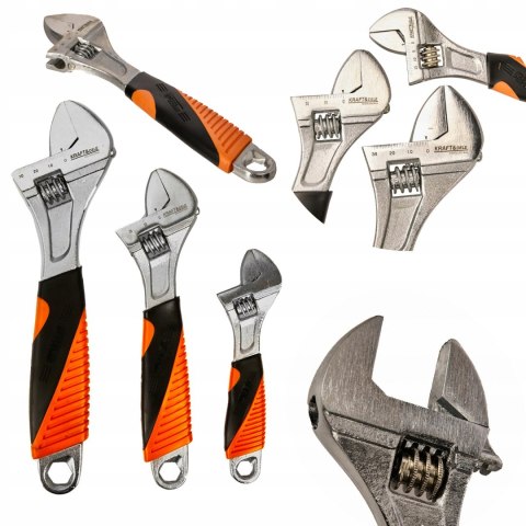 Zestaw Kluczy Nastawnych Płaskie CR-V 3 Sztuki 20 mm 24 mm 32 mm Kraft&Dele