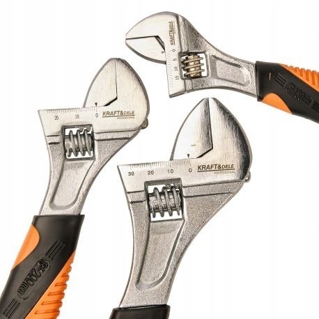 Zestaw Kluczy Nastawnych Płaskie CR-V 3 Sztuki 20 mm 24 mm 32 mm Kraft&Dele