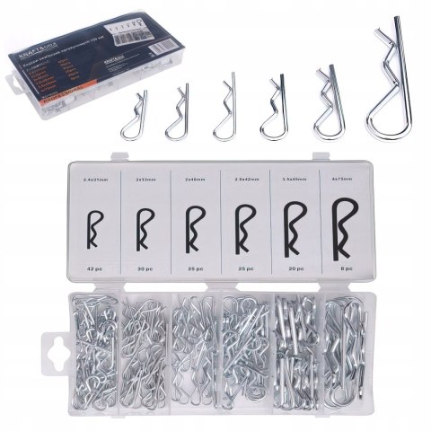 Zestaw Zawleczek Sprężynowych Zawleczki 150 Sztuk Kraft&Dele