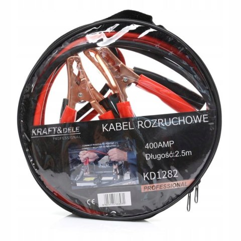 Kable przewody rozruchowe 400A 2,5m +pokrowiec Kraft&Dele KD1282