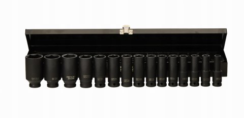 Nasadki Udarowe 1/2" Cala 15 Sztuk Długie 10-32 mm CR-V Walizka Kraft&Dele