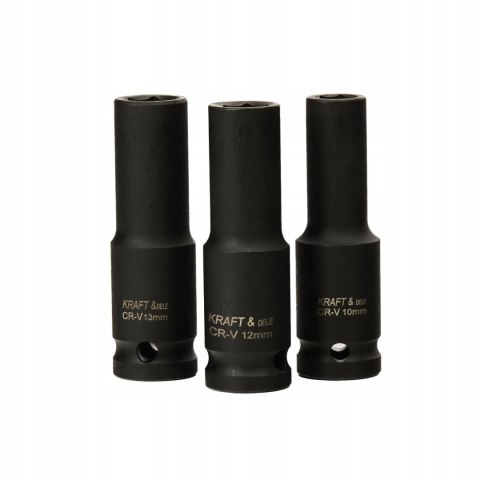 Nasadki Udarowe 1/2" Cala 15 Sztuk Długie 10-32 mm CR-V Walizka Kraft&Dele