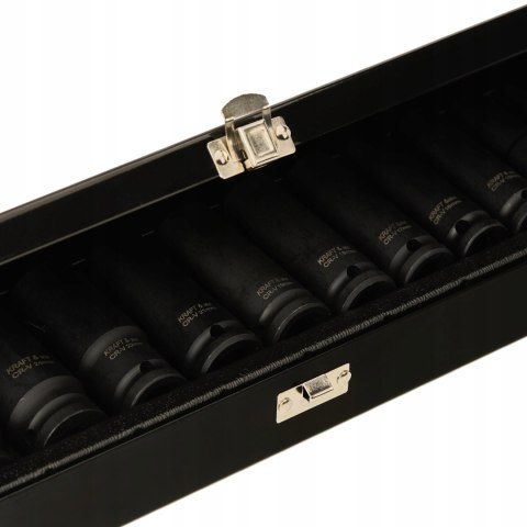 Nasadki Udarowe 1/2" Cala 15 Sztuk Długie 10-32 mm CR-V Walizka Kraft&Dele