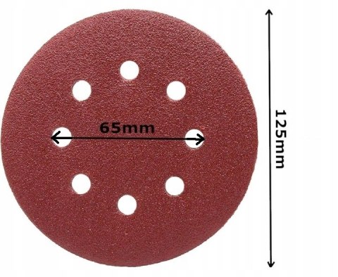 PAPIER ŚCIERNY NA RZEP Z OTWORAMI 125mm P40 50SZT KD11807