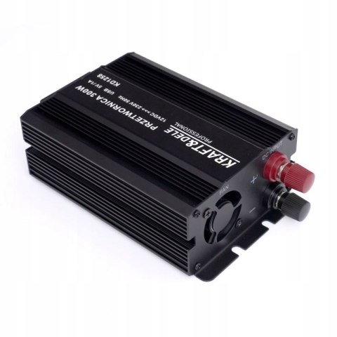 PRZETWORNICA PRĄDU SAMOCHODOWA SKORYGOWANA SINUSOIDA 12V 230V 300W KABLE