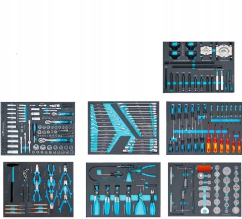SZAFA NARZĘDZIOWA WÓZEK NARZĘDZIOWY 7 SZUFLAD 309 EL. KLUCZE NASADKI BITY