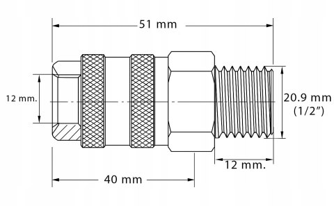 Szybkozłączka Mosiądz Pneumatyczna Gwint 1/2" Max 35 bar Kraft&Dele