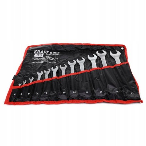 Zestaw Klucze 2 Stronne Płaskie Oczkowe Kraft&Dele 12 Elementów