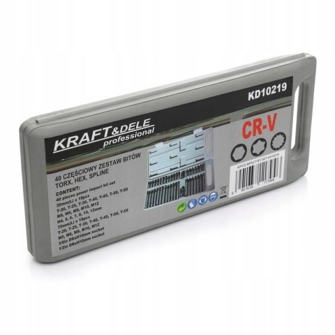 Zestaw Komplet Bitów Specjalnych HEX TORX SPLINE 40 Elementów Kraft&Dele