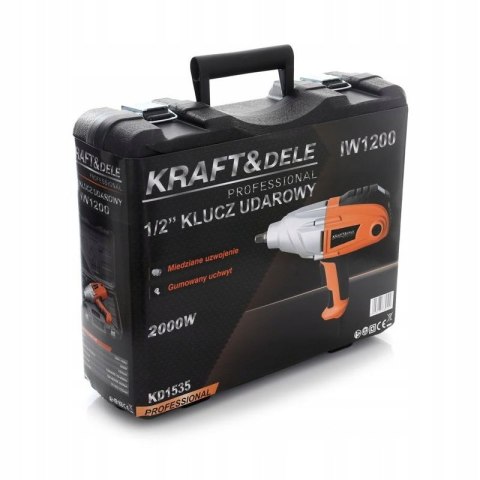 Elektryczny klucz udarowy 1/2" walizka nasadki Kraft&Dele KD1535 230V LCD