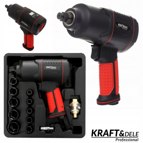 Klucz Udarowy Pneumatyczny 1/2" 1900Nm 7500 RPM 17 Elementów Kraft&Dele