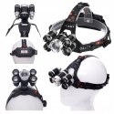 Latarka Czołowa 5 X Led T6 Cree Czołówka Bateria Kraft&Dele