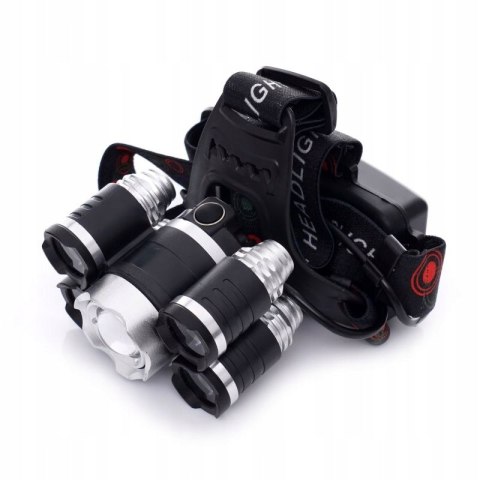 Latarka Czołowa 5 X Led T6 Cree Czołówka Bateria Kraft&Dele