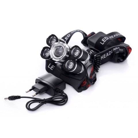 Latarka Czołowa 5 X Led T6 Cree Czołówka Bateria Kraft&Dele