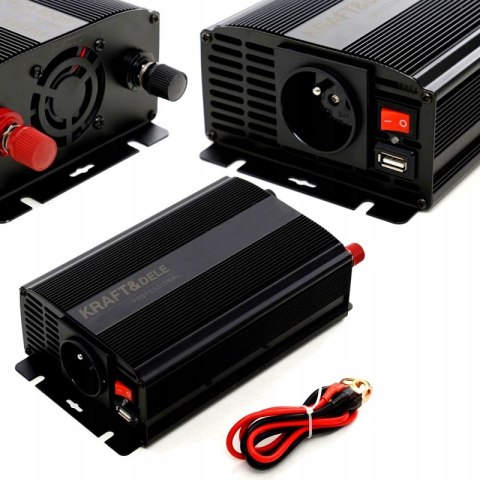 Przetwornica samochodowa Kraft&Dele 12V na gniazdo USB kable do akumulatora