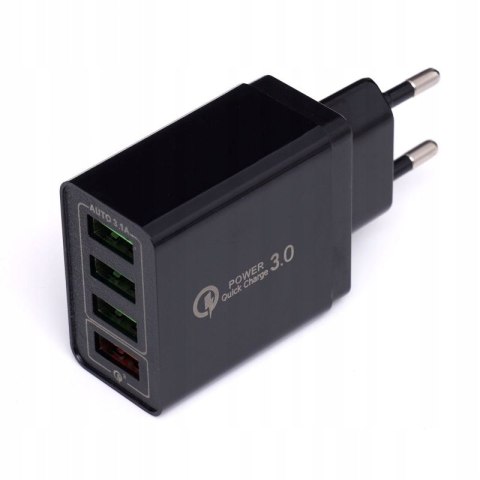 UNIWERSALNA SZYBKA ŁĄDOWARKA SIECIOWA 4 USB QUICK CHARGE 3.0 KRAFT&DELE