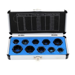 WYKRĘTAKI NASADKI DO ZERWANYCH USZKODZONYCH ŚRUB WALIZKA 10 SZT KRAFT&DELE