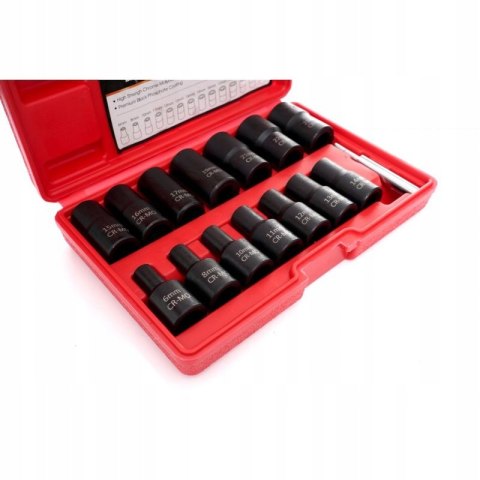 ZESTAW NASADKI DO OBRABIANYCH ŚRUB 1/2" 6-23mm WYBIJAK 15 SZT KRAFT&DELE