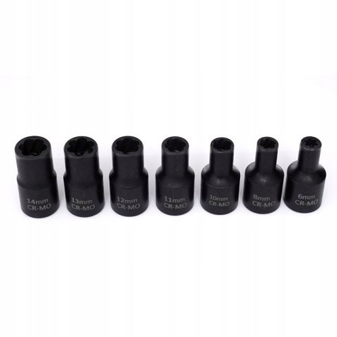 ZESTAW NASADKI DO OBRABIANYCH ŚRUB 1/2" 6-23mm WYBIJAK 15 SZT KRAFT&DELE