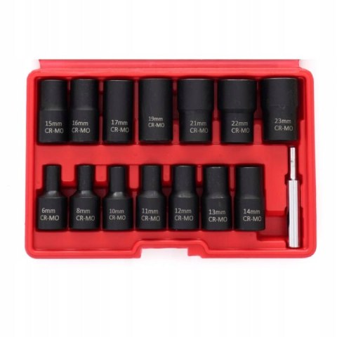 ZESTAW NASADKI DO OBRABIANYCH ŚRUB 1/2" 6-23mm WYBIJAK 15 SZT KRAFT&DELE
