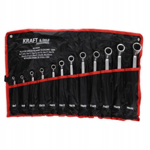 Zestaw Klucze 2 Stronne Oczkowe Kraft&Dele 12 Elementów