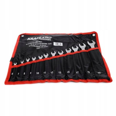Zestaw Klucze 2 Stronne Płaskie Oczkowe Kraft&Dele 12 Elementów 6-22 mm