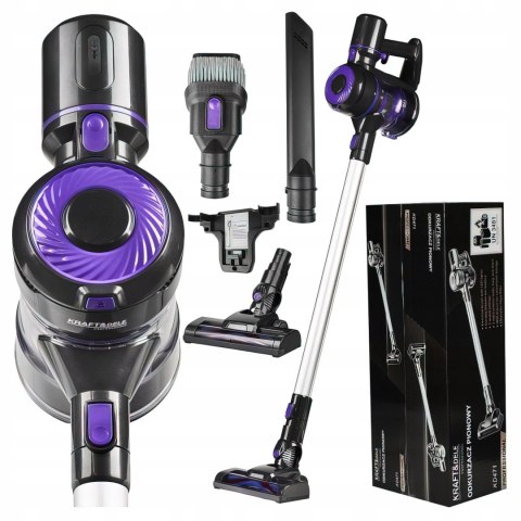 Bezprzewodowy Odkurzacz Pionowy LED 0,8L Fioletowy 2200mAh Kraft&Dele