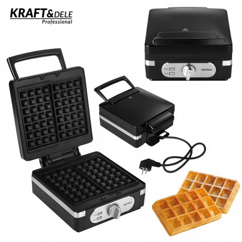 Gofrownica Elektryczna 2000W Duża Czarna XXL Gofry Belgijskie Kraft&Dele