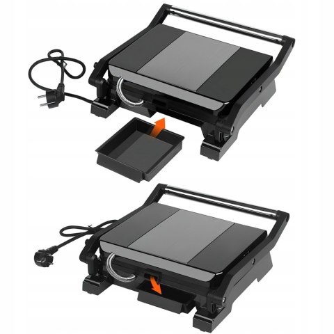 Grill Elektryczny 2w1 Teflon 2400W Regulacja Temperatury Tost Kraft&Dele