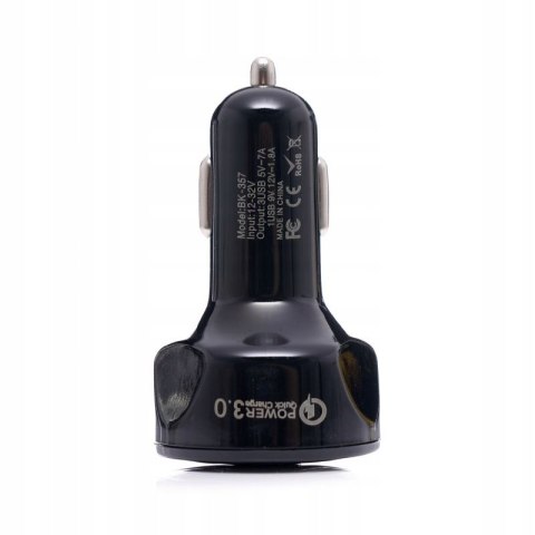 ŁADOWARKA SAMOCHODOWA QUICK CHARGE 3 PORTY USB LED KD1238