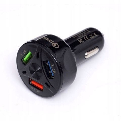 ŁADOWARKA SAMOCHODOWA QUICK CHARGE 3 PORTY USB LED KD1238