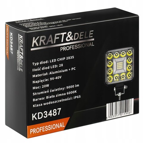 Lampa Robocza Reflektor Cofania Szperacz Kwadrat 40W 28 LED 12000 lm 9-40V