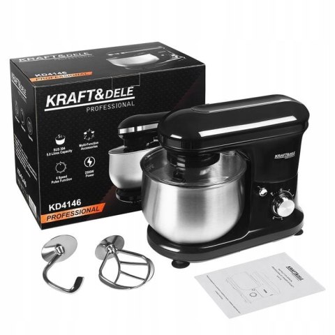 Mikser Robot Planetarny Wielofunkcyjny 3w1 2500W 5L 6 Prędkości Kraft&Dele