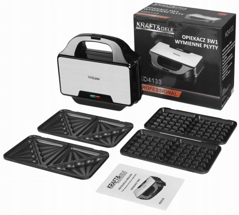 Opiekacz Elektryczny 3 Wymienne Wkłady 1500W Kraft&Dele