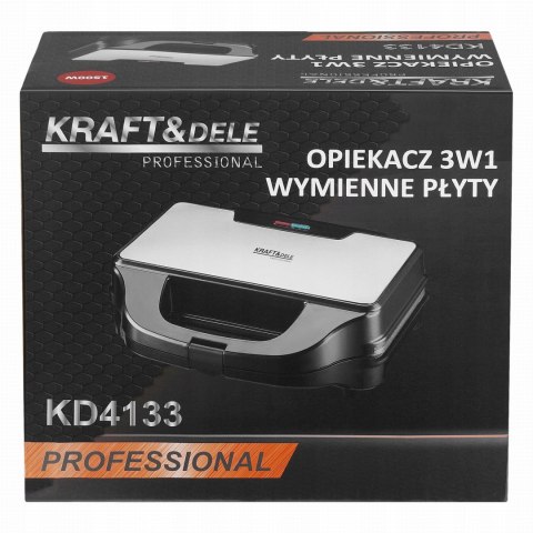 Opiekacz Elektryczny 3 Wymienne Wkłady 1500W Kraft&Dele