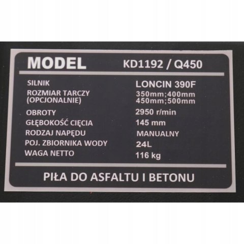 Piła jezdna spalinowe do betonu Kraft&Dele 145 mm KD11920