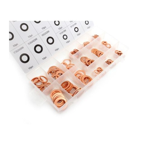 Podkładki miedziane Zestaw Podkładek Uszczelki 150 szt. Kraft&Dele KD10503