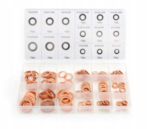 Podkładki miedziane Zestaw Podkładek Uszczelki 150 szt. Kraft&Dele KD10503