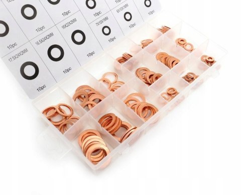 Podkładki miedziane Zestaw Podkładek Uszczelki 150 szt. Kraft&Dele KD10503