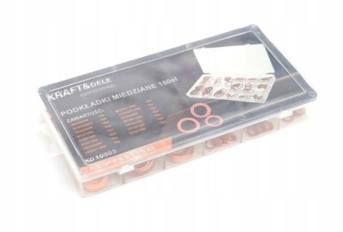 Podkładki miedziane Zestaw Podkładek Uszczelki 150 szt. Kraft&Dele KD10503