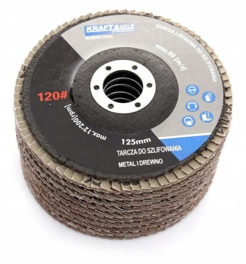 TARCZA DO SZLIFOWANIA DREWNA METALU 125mm LISTKOWA P10 ZESTAW 10szt. KD968