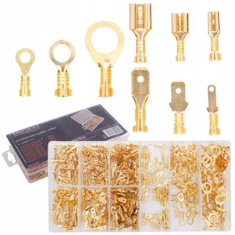 ZESTAW KONEKTORÓW SAMOCHODOWYCH MĘSKIE ŻEŃSKIE OCZKOWE 450 SZT KRAFT&DELE