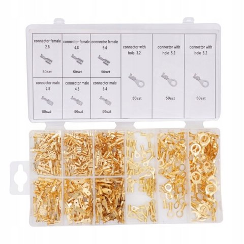 ZESTAW KONEKTORÓW SAMOCHODOWYCH MĘSKIE ŻEŃSKIE OCZKOWE 450 SZT KRAFT&DELE