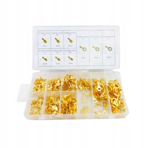 ZESTAW KONEKTORÓW SAMOCHODOWYCH MĘSKIE ŻEŃSKIE OCZKOWE 450 SZT KRAFT&DELE