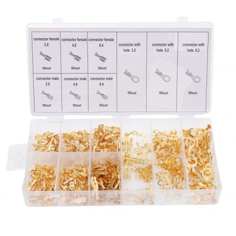 ZESTAW KONEKTORÓW SAMOCHODOWYCH MĘSKIE ŻEŃSKIE OCZKOWE 450 SZT KRAFT&DELE